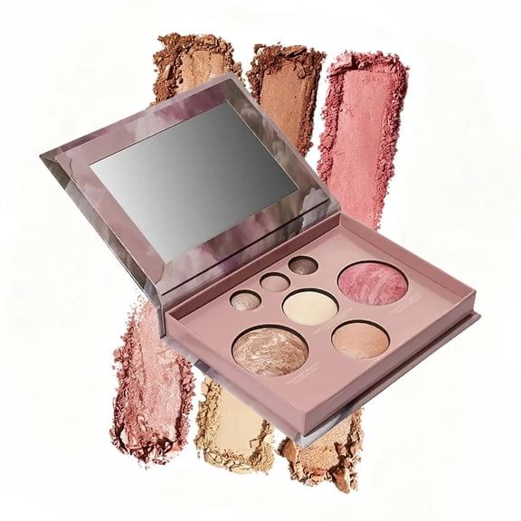 Baked Makeup Palette, 7in1 Eyeshadow Palette, Full Face Palette for Eyeshadow, Blush & Highlighter, Long-Lasting
