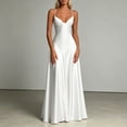 thumbnail image 2 of Women's Satin Spaghetti Strap Maxi Dress – Deep V-Neck Waist-Defined A-Line Evening Gown – Elegant Floor-Length Formal Dress for Prom, Wedding Guest & Gala – Sizes XS-XL, 2 of 5