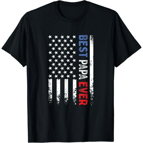 Father'S Day Best Papa Ever With Us American Flag T-Shirt Unisex S-5XL Hot Trending Shirt, Vintage Birthday Gift