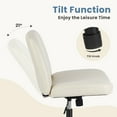 thumbnail image 4 of EDX PU leather Armless Office Chair Criss Cross Legged Chair with Wheels, Beige, 4 of 9