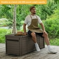 thumbnail image 4 of Dextrus Outdoor Waterproof 120 Gallon Resin Deck Box, Dark Brown, 4 of 5