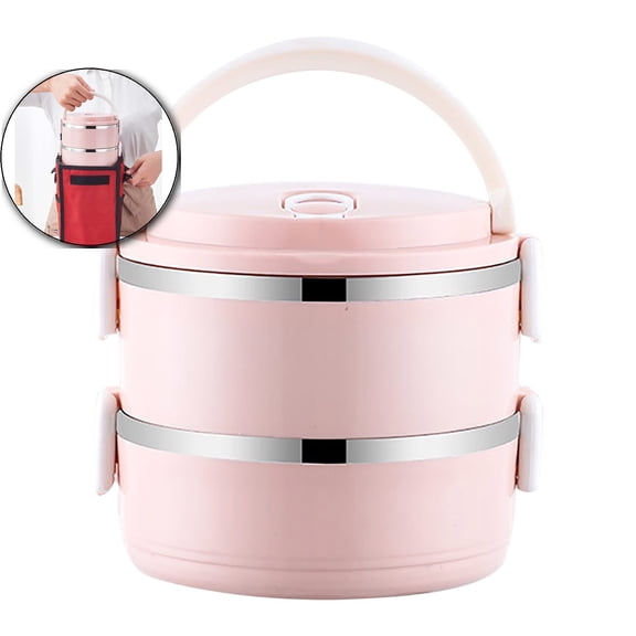VQPeo Portable Stainless Steel Lunch Box, Circular Insulated Bento Jar, Fresh-Keeping Food Container for Office Workers' Meals