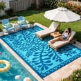 thumbnail image 3 of Wonnitar 9'x12' Extra Large Outdoor Rug Patio Waterproof,Reversible Camping Rugs Plastic Straw Rv Rugs for Outside Under Awning,Portable Lightweight 9x12ft Carpet for Backyard, 3 of 9