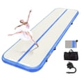 thumbnail image 3 of Fiziti Inflatable Air Gymnastics Mat Tumbling Mats，4 inches Thickness Track Training Mat for Home Use/Training/Cheerleading/Yoga/Water with Pump(blue,10ft), 3 of 9