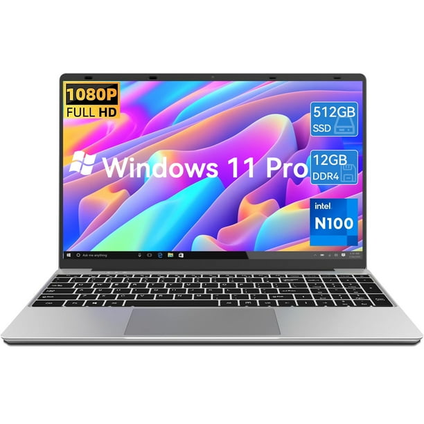 Intel N100 12GB DDR5 512GB SSD ノートPC Windows 11 Pro Laptop 15.6inch, 12GB RAM 512GB SSD, 12th Gen Intel