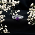 thumbnail image 3 of Rosec Jewels Amethyst Engagement Ring with Diamond (6 MM Round AAA Quality Amethyst), 14K White Gold, US 9.50, 3 of 8