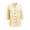 thumbnail image 5 of HAOTAGS Womens 3/4 Sleeve Tops,Summer Causal Plaid V-neck Blouse Yellow Size M, 5 of 7