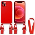 thumbnail image 1 of HAHDAXIA Crossbody Lanyard Case Compatible with iPhone\u200212 Pro Max, Lens Protection Soft Silicone Shockproof Protector Case with Adjustable Shoulder Strap Removable Neck Strap (Red, iPhon, 1 of 7