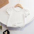 thumbnail image 1 of Camiseta de verano para niños, camisetas de manga corta para bebés y niñas, ropa de Color sólido con lazo de perlas, camisetas de algodón para niños, camiseta de 100cm Gao Jinjia LED, 1 of 2