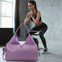 PRINxy Gym Bag Women's Sports Fitness Hand Luggage Large Capacity Storage Travel Bag with Shoe Compartment Yoga Mat Bag with Wet Pocket and Water Bottle Holder Weekender Bag with Strap Purple