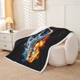 thumbnail image 2 of Erosebridal Melody Saxophone Fleece Blanket 90x90,Musical Instrument Sherpa Blanket,Abstract Decor,Ultra Soft, 2 of 6