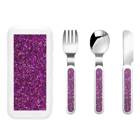 

Balery Colourful Glitter for Stainless Steel Kids Silverware Set - Child and Toddler Safe Flatware - Children s Knife Fork And Spoon Set - Metal Kids Cutlery Set