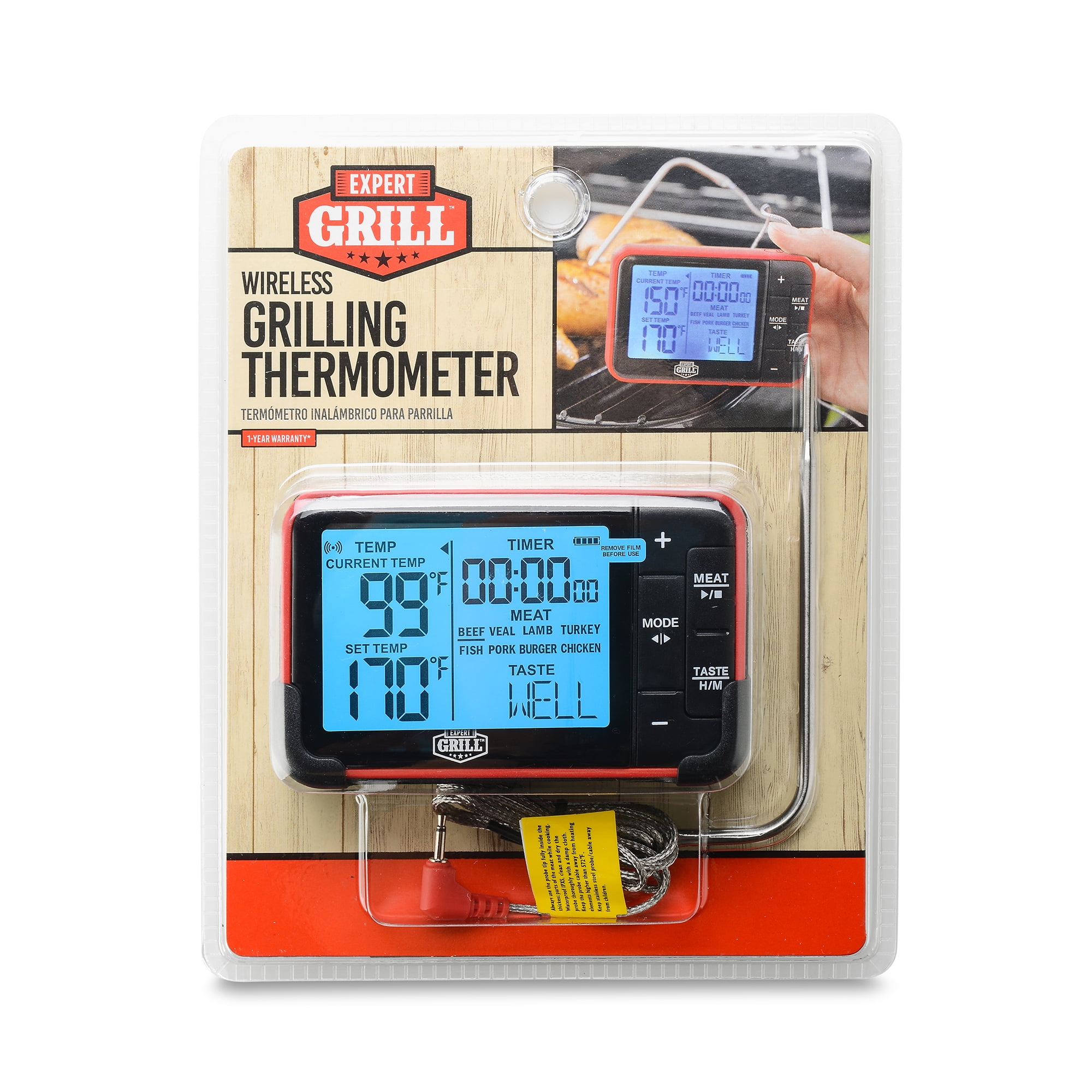 Expert Grill LCD Display Cooking Thermometer with 4 Temperature Probes