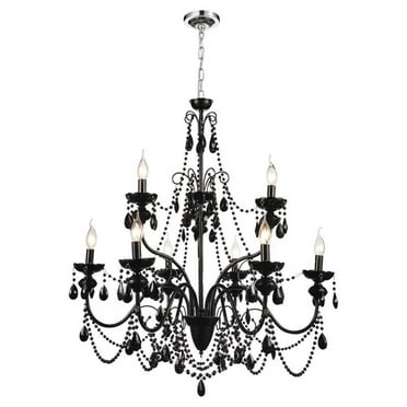 CWI Lighting Keen9 Light Up Contemporary Metal Chandelier in Black