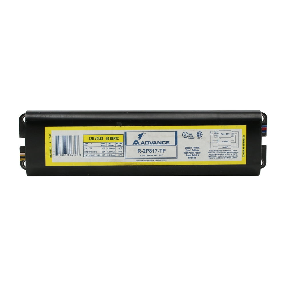 Advance R2P817TP Rapid Start Fluorescent Ballast, 2Lamp, 17W T8