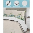thumbnail image 4 of Quilts Twin XL Size, Vintage Flower Soft Comforter Bedding Set for Bed, Blue Green Floral Wildflower Leaves Lightweight Quilted Bedspread with Pillow Cover(2 Pieces) for All Season, 68x98 Inch, 4 of 6
