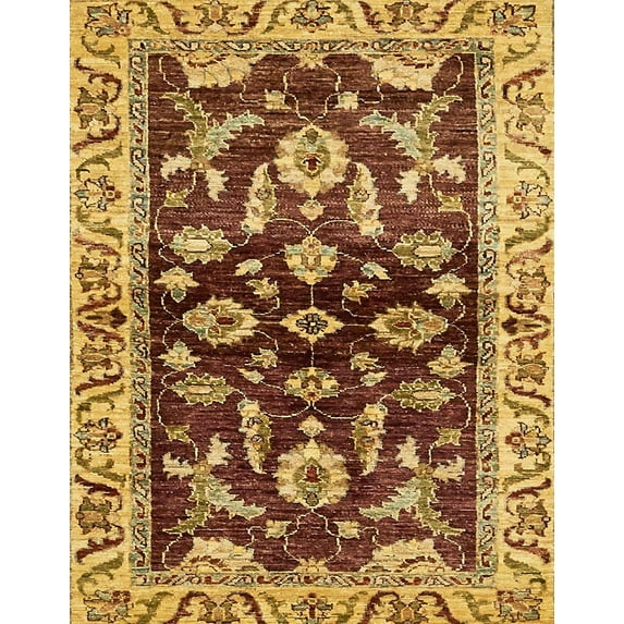 Ahgly Company Indoor Rectangle Abstract Saffron Red Oriental Area Rugs, 3' x 5'