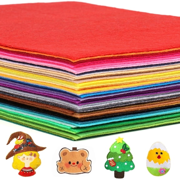 45PCS Felt Sheets for Crafts, Back to School 8"x 12" Felt Fabric Sheets, 1mm Thick Assorted Color Felt Fabric, DIY Patchwork Sewing