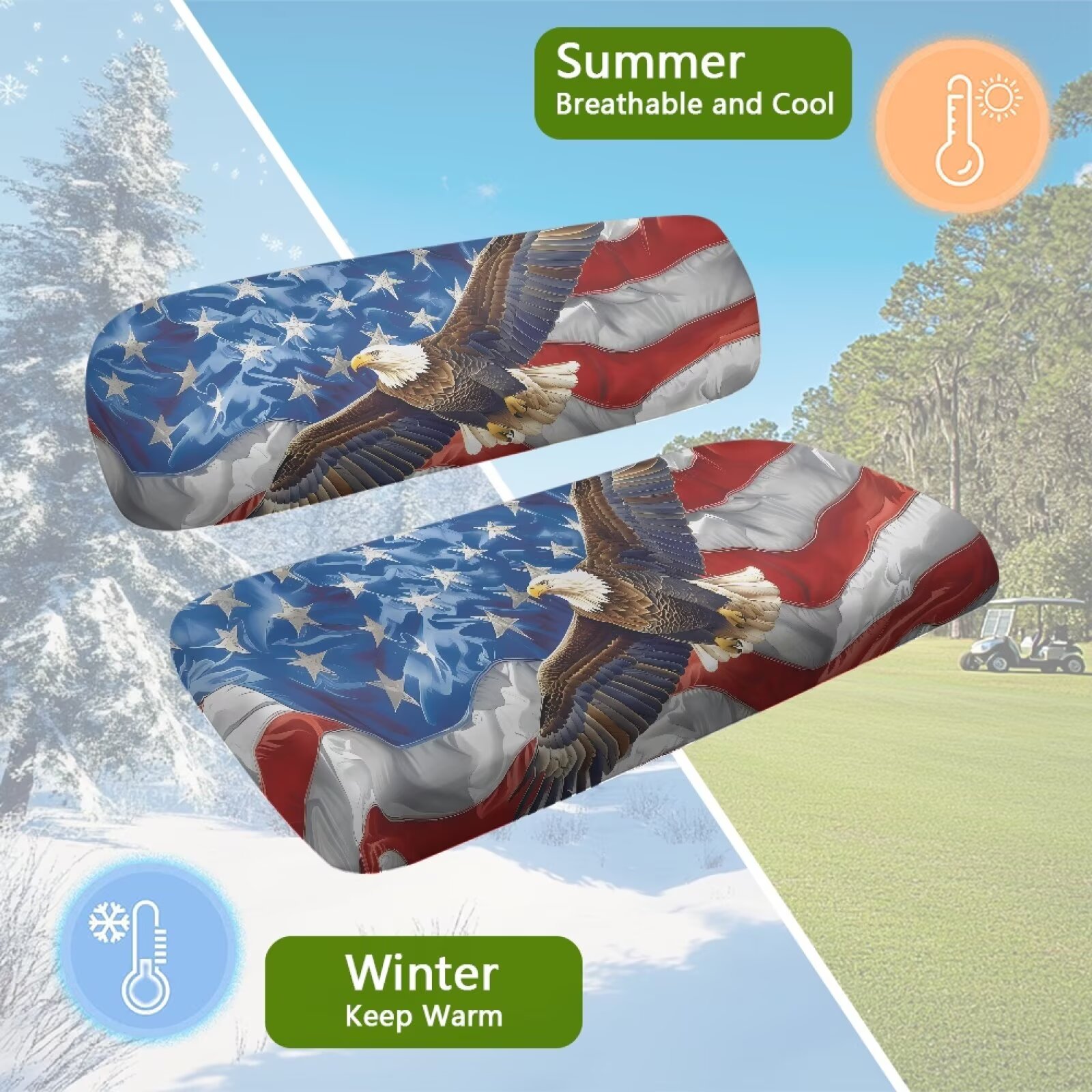 Pzuqiu Turtle Print Golf Cart Seat Covers Stretchable Universal Golf Cart Seat Blanket USA Flag for Club Car Precedent and Most Original Front Seat Comfortable Breathable Easy to Install