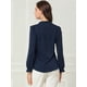 thumbnail image 5 of INSPIRE CHIC Blusa De Chifón Con Cuello Levantado Y Volantes De Manga Larga Con Cierre De Botones Para Oficina Y Trabajo Para Mujer Azul marino XS, 5 of 6