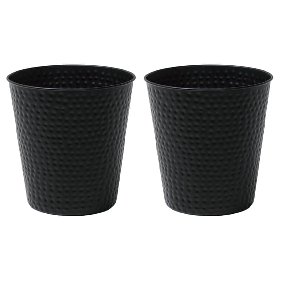 happimess HPM1110A-SET2 Axel Modern Minimalist Hammered Steel 2 Gal Waste Bin for Kitchen, Office, Bathroom, Bedroom, Dorm, Matte Black (Set of 2)