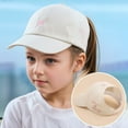 thumbnail image 2 of LRen Adjustable Kids Baseball Cap with Ponytail Hole Lightweight Breathable Sun Hat for Outdoor Sports and Daily Wear Beige, 2 of 4