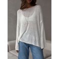 thumbnail image 2 of Womens Summer Scoop Neck Short Sleeve Sweater Casual Knit Tops Pullover Shirts White M, 2 of 8