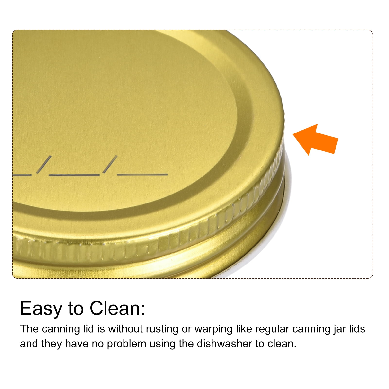 Unique Bargains Mason Jar Lids Tinplate Canning Wide Mouth Leak Proof Jars Gold