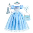 thumbnail image 1 of Disney-Vestidos de Fiesta de Cenicienta para niñas, vestido de baile de princesa, disfraz de Cosplay, vestido de encaje para niños, elegante vestido de tutú, ropa Fivean unisex, 1 of 2