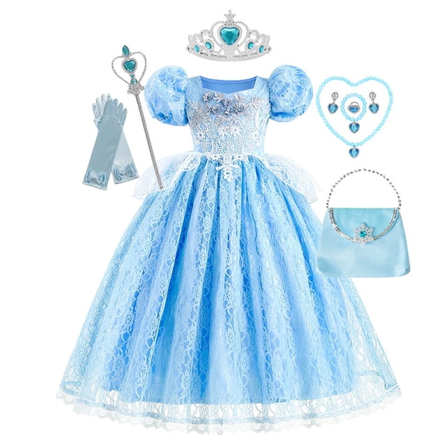 Disney-Vestidos de Fiesta de Cenicienta para niñas, vestido de baile de princesa, disfraz de Cosplay, vestido de encaje para niños, elegante vestido de tutú, ropa Fivean unisex