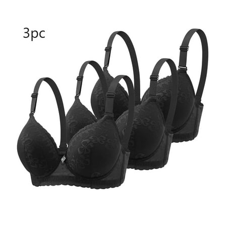 MLCDZ 3 Pack Lace Bras for Women Push Up Bralettes Full Coverage Corset Underwire Plus Size for Large Breasts with Support Sexy Minimizers Everyday Lingerie 3Pcs-Multicolor#06 42