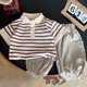 thumbnail image 2 of Odeerbi 0-6 Años Niños Niñas Verano Outfits Algodón Rayas Manga Corta Tops Cargo Pantalones Conjunto Dos Piezas, 2 of 9