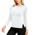 thumbnail image 4 of Nugftut Womens Thermal Tops Fleece Crew Neck Thermal Shirts Long Sleeve Hem Slit Warm Cold Weather Winter Thermal Tops, 4 of 9