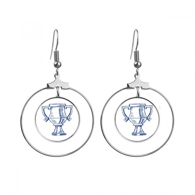 Campeonato de futbol Trofeo Azul Los pendientes cuelgan del aro de la joyería del círculo de la gota Unbranded M