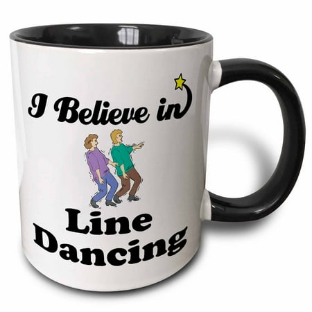 

3dRose I Believe In Line Dancing - Two Tone Black Mug 11-ounce