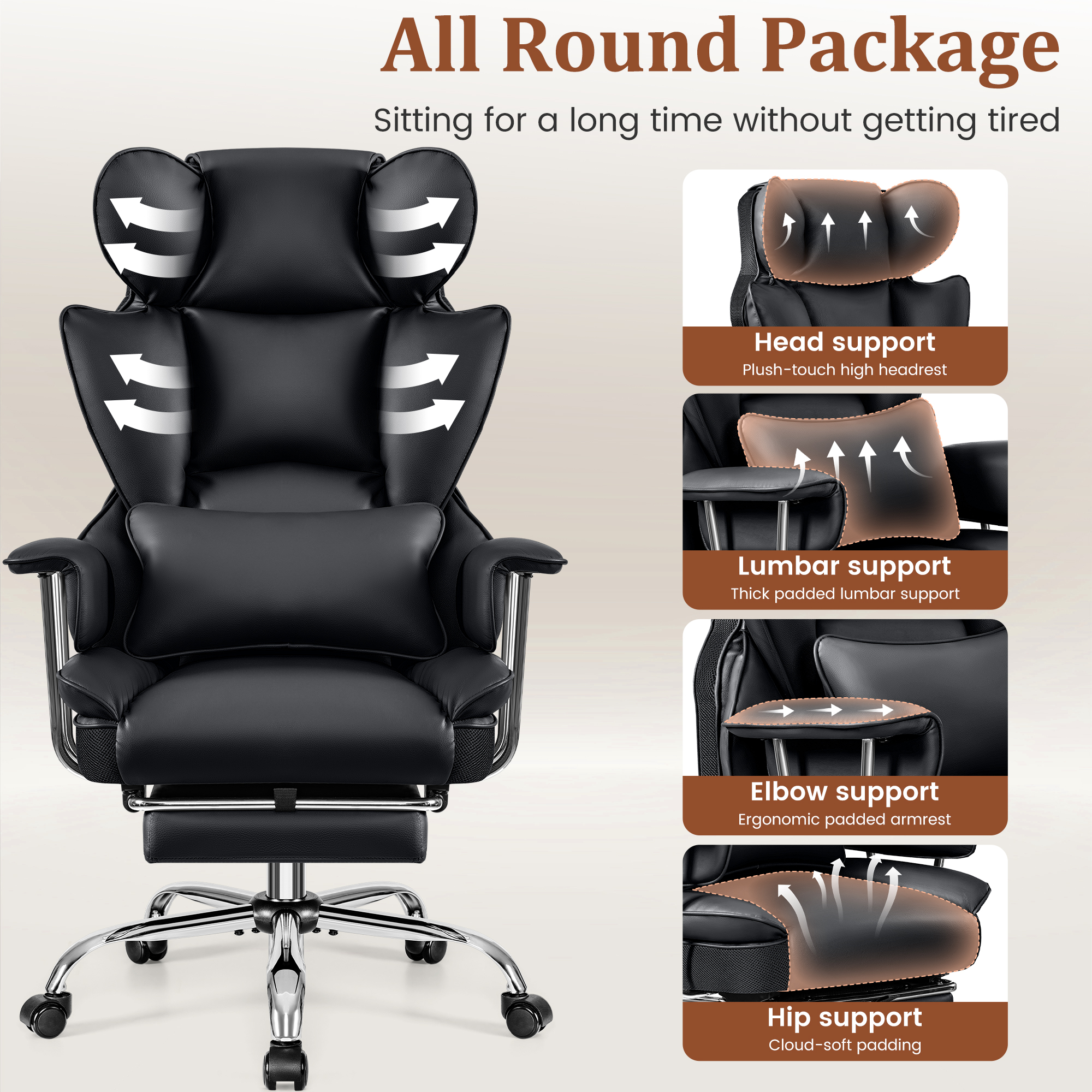 Coolhut Big and Tall Office Chair 500 lbs, Black photo 3