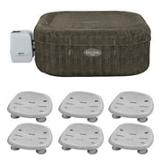 Bestway SaluSpa AirJet Hot Tub with Set of 6 Pool and Spa Seat, Gray