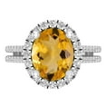 thumbnail image 2 of Dazzlingrock Collection 10X8mm Oval Citrine & Round White Diamond Halo Style Engagement Ring for Women (0.40 ctw, Color I-J, Clarity I2-I3) in 925 Sterling Silver, Size 7, 2 of 5
