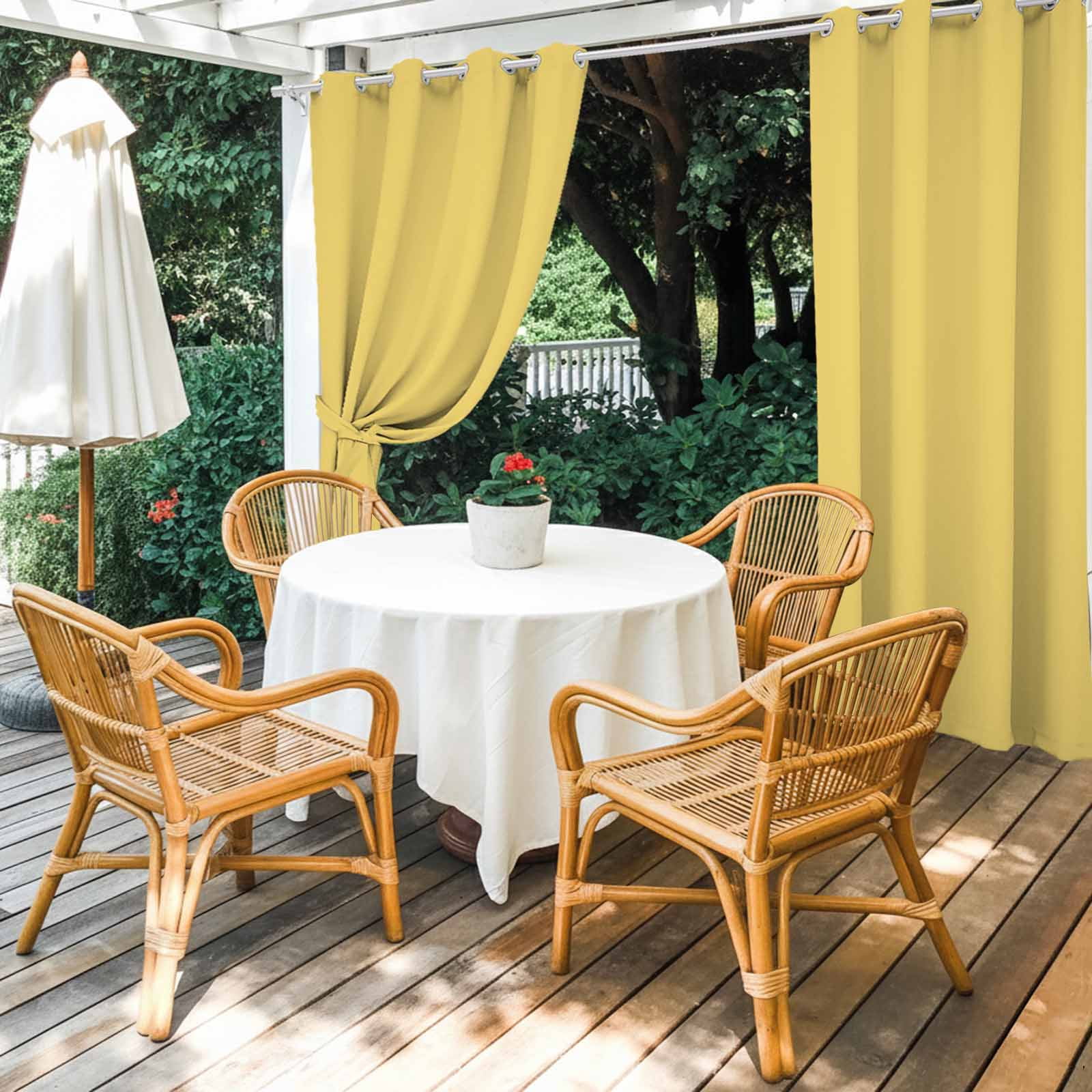 Yellow Outdoor Curtains for Patio, Modern Solid Color Sunshade Privacy Drapes Grommet Waterproof Outside Curtains for Porch/Cabana/Balcony 54"x 108", 1 Panel