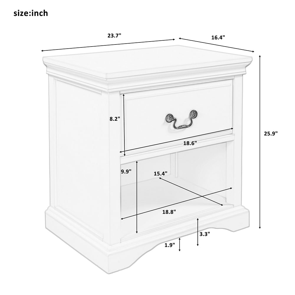 Lowestbest Modern Solid Wood Bedside Table, Living Room Side Table Coffee Table with 1 Drawer, White Lowestbest Modern Solid Wood Bedside Table, Living Room Side Table Coffee Table with 1 Drawer, White