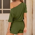 thumbnail image 6 of IROINNID Jumpsuit Shorts for Women Spring And Summer Solid Color One Shoulder Loose Fitting One-piece Shorts,Olive Green, 6 of 7