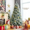 thumbnail image 3 of Costway 7ft Pre-lit Snow Flocked Hinged Christmas Tree w/1116 Tips & Metal Stand, 3 of 10