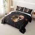 thumbnail image 3 of Homewish USA Flag Skull Bed Spread Queen,Halloween Spider Web Queen Coverlet Set,Cream Black,3-Piece, 3 of 7