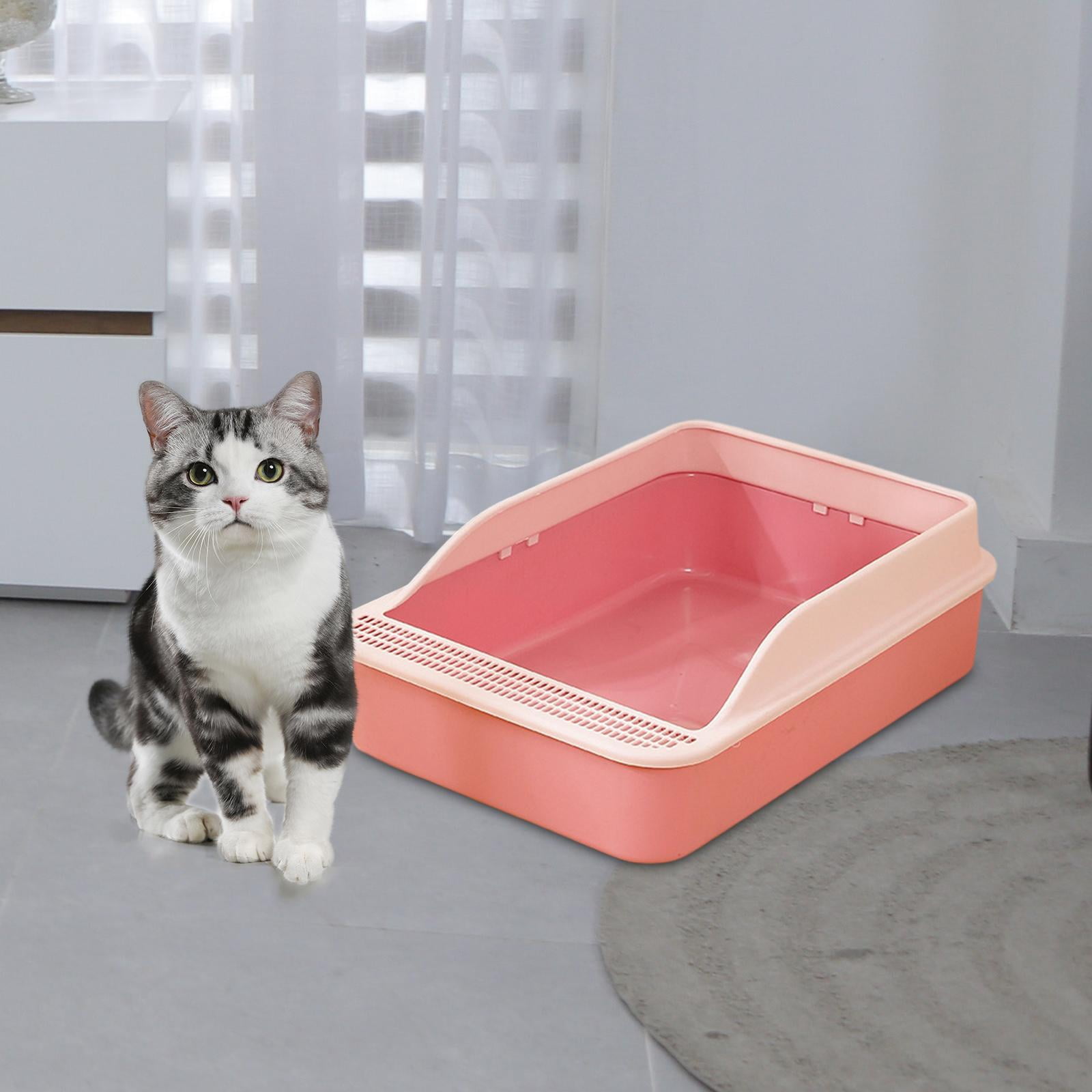 Tooyful Cat Potty Toilet High Sided Anti Splashing Prevent Sand Leakage Cat Toilet Pet Litter Tray for Small Animals Travel Indoor Cats pink M