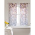 thumbnail image 3 of Pink Purple Brown Geometric Tier Curtains 45 Inch Length,Sheer Curtains for Bedroom Living Room Window Modern Abstract Ombre Rod Pocket Drapes Kitchen Curtains Small Half Window 27.5"x45" 2 Panels, 3 of 7