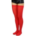 thumbnail image 3 of ToBeInStyle Women's Nylon Thigh High Schoolgirl Opaque Stockings - One Size - Red, 3 of 8
