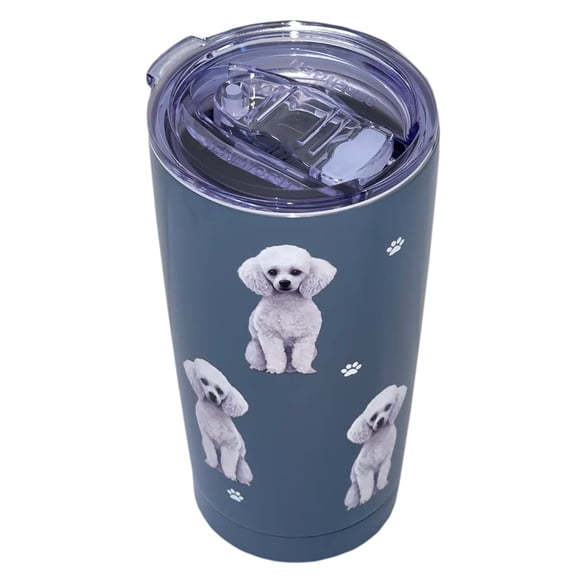 E & S Imports Poodle Serengeti Tumbler - One Tumbler 7 Inch, 18/8 Stainless Steel - Hot Or Cold Beverages 11528