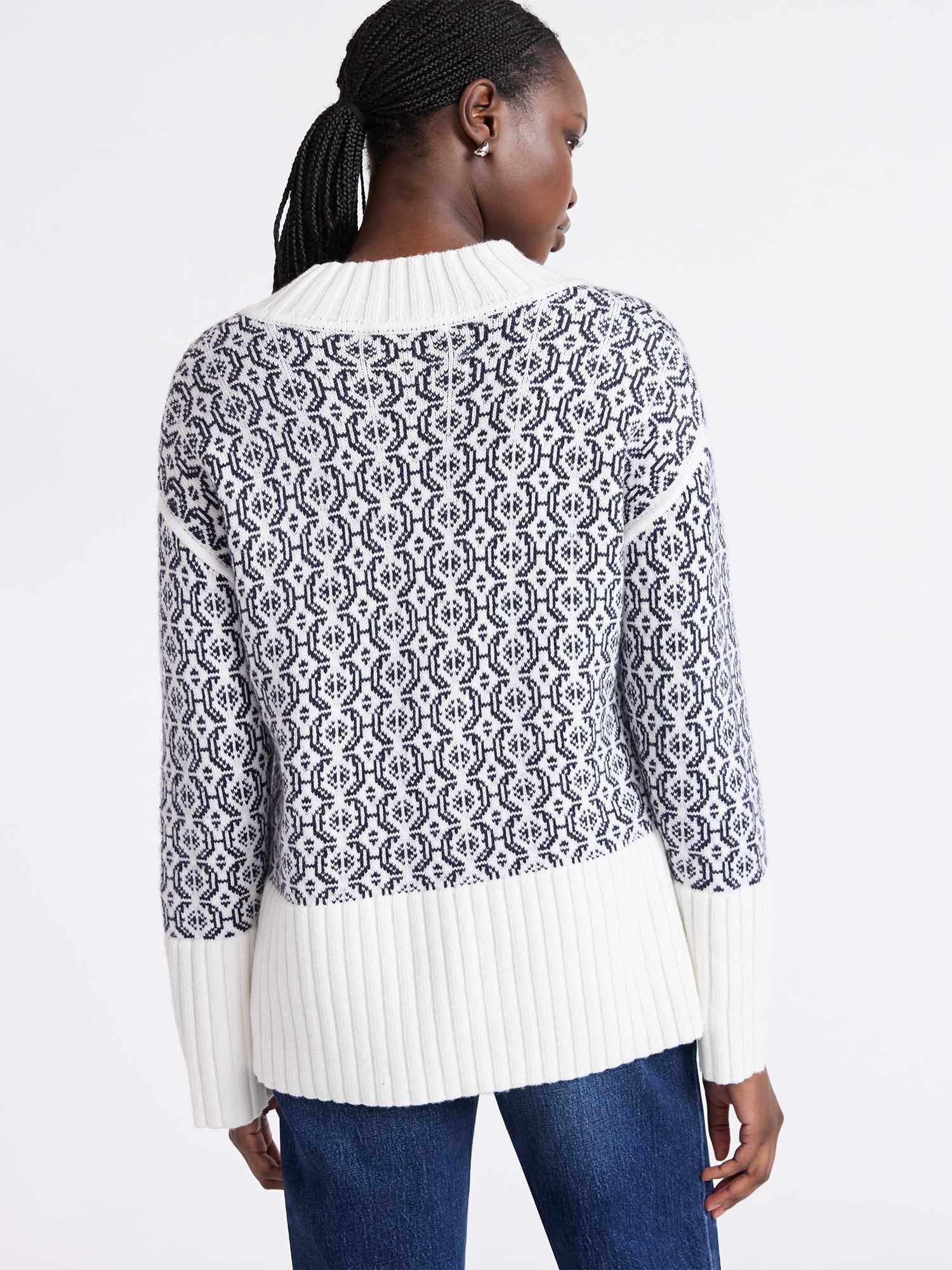 Free Assembly Women's Patterned Mock Neck Sweater with Tall Cuffs, Midweight, Sizes XS-XXL