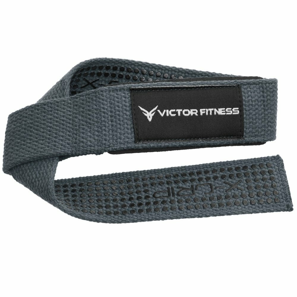 Victor Fitness 100% Top-Grain Leather Tapered Heavy-Duty Dual Prong Weightlifting Belt for Men and Women + 24" Padded Weightlifting Straps with X-Grip