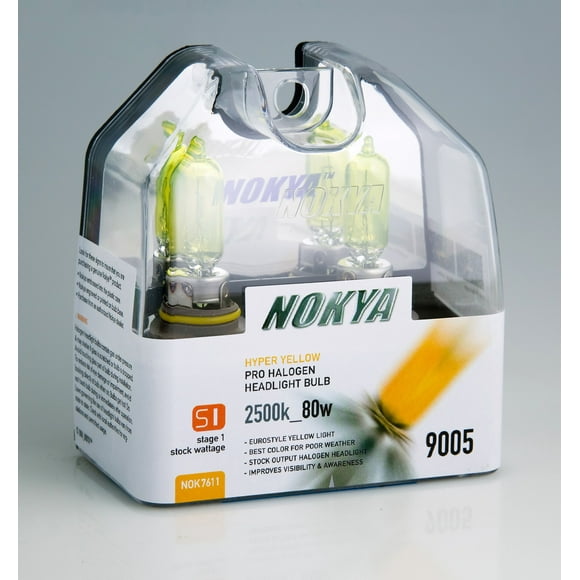 Nokya NOK7611 Ampoule de Phare Pro Série 9005 (HB3) Halogène; Hyper Jaune; 2500K; Lot de 2